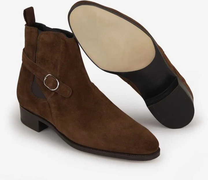 John Lobb Buckle Suede Boots - Image 4
