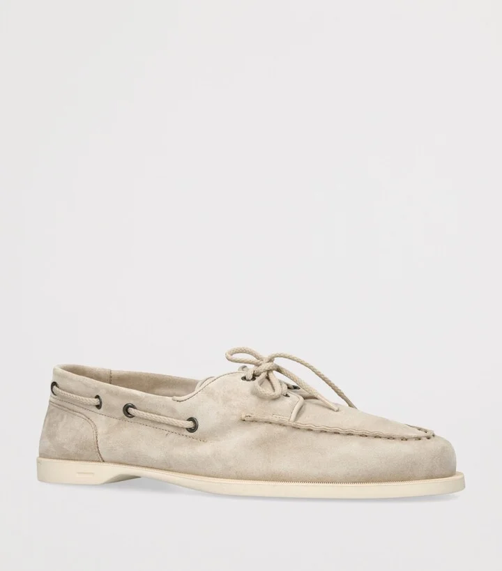 John Lobb Suede Foil Boat Shoes - Image 3