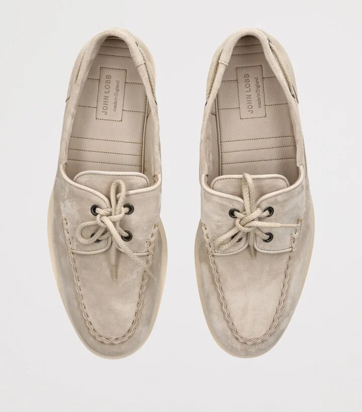 John Lobb Suede Foil Boat Shoes - Image 4