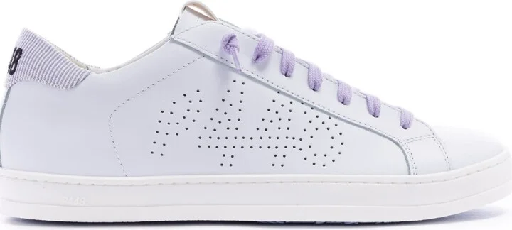 John White/ Purple Stripe Sneaker