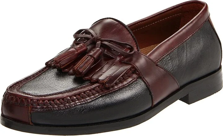 Johnston & Murphy Aragon Kiltie Tassel Loafer Men's Slip on Shoes Black Deer w/Antique Chestnut Waxhide Trim : 7 M (D), Synthetic - Image 2