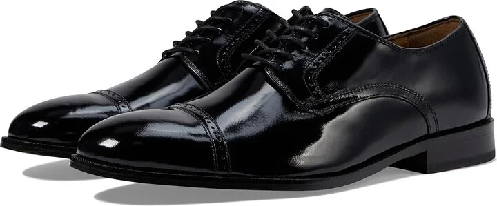 Johnston & Murphy Bradford Dress Cap Toe Oxford Men's Lace Up Cap Toe Shoes Black Brush-Off : 8.5 3E, Leather