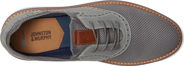 Johnston & Murphy Braydon Knit Saddle Men's Lace-up Boots Gray Knit/Nubuck : 10.5 M (D), Leather - Image 2