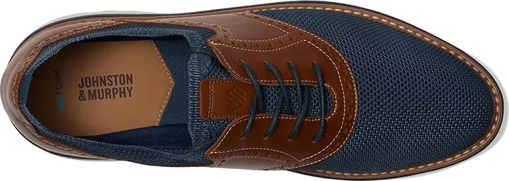 Johnston & Murphy Braydon Knit Saddle Men's Lace-up Boots Navy Knit/Tan Full Grain : 8.5 M (D), Leather - Image 2