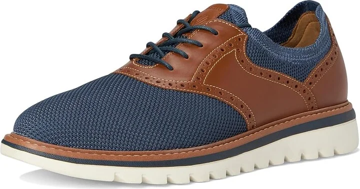 Johnston & Murphy Braydon Knit Saddle Men's Lace-up Boots Navy Knit/Tan Full Grain : 8.5 M (D), Leather - Image 5