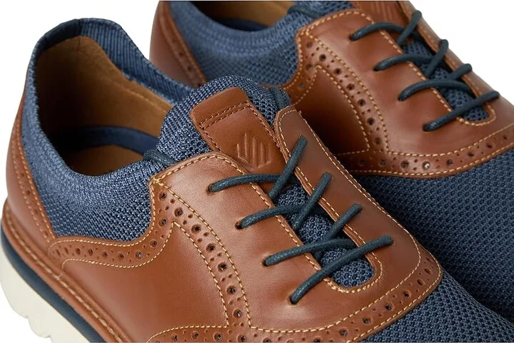 Johnston & Murphy Braydon Knit Saddle Men's Lace-up Boots Navy Knit/Tan Full Grain : 8.5 M (D), Leather - Image 7