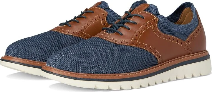 Johnston & Murphy Braydon Knit Saddle Men's Lace-up Boots Navy Knit/Tan Full Grain : 8.5 M (D), Leather