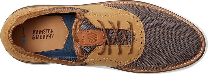 Johnston & Murphy Braydon Saddle Men's Lace-up Boots Tan Knit/Tan Full Grain : 9.5 M (D), Leather - Image 2
