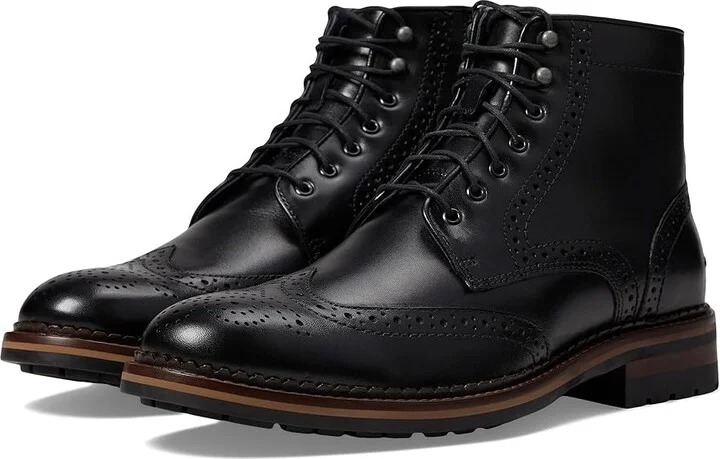 Johnston & Murphy Connelly Wing Tip Boot Men's Boots Black Full Grain : 11.5 M (D), Leather