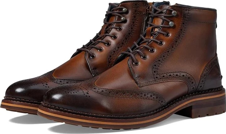 Johnston & Murphy Connelly Wing Tip Boot Men's Boots Tan Full Grain : 12 M (D), Leather