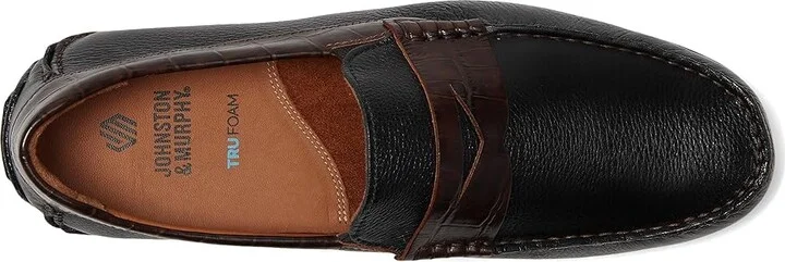 Johnston & Murphy Cort 2.0 Penny Men's Lace-up Boots Black Full Grain/Dark Brown Croc Embossed Full Grain : 11.5 M (D), Leather - Image 2