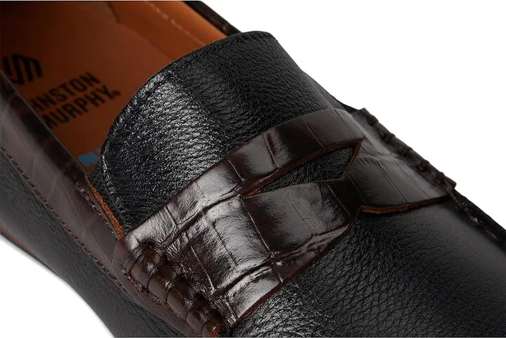 Johnston & Murphy Cort 2.0 Penny Men's Lace-up Boots Black Full Grain/Dark Brown Croc Embossed Full Grain : 11.5 M (D), Leather - Image 7