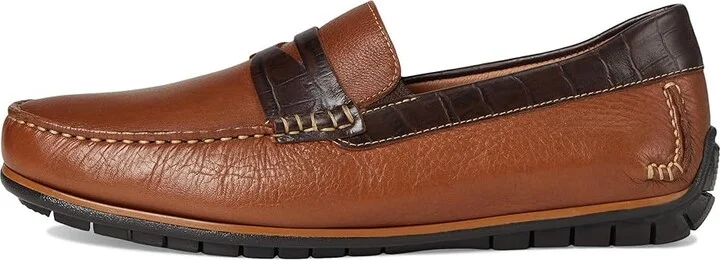 Johnston & Murphy Cort 2.0 Penny Men's Lace-up Boots Tan Full Grain/Dark Brown Croc Embossed Full Grain : 9 M (D), Leather - Image 6