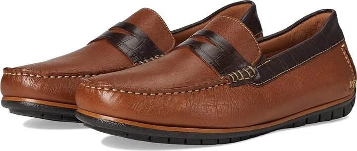 Johnston & Murphy Cort 2.0 Penny Men's Lace-up Boots Tan Full Grain/Dark Brown Croc Embossed Full Grain : 9 M (D), Leather