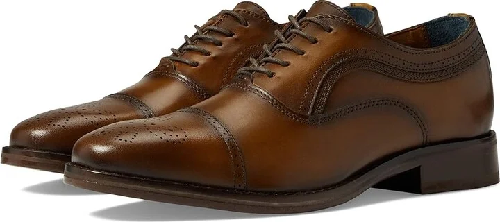 Johnston & Murphy Danridge Cap Toe Men's Shoes Tan Full Grain : 8 M (D), Leather/Synthetic
