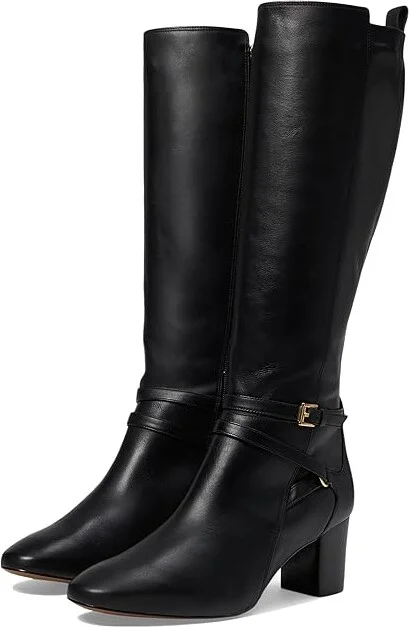 Johnston & Murphy Eleanor Belted Women's Boots High Heels Black : 9.5 M, Leather/Rubber
