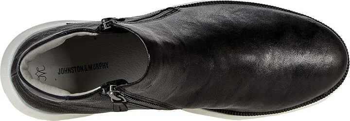 Johnston & Murphy Emery Zip Bootie Women's Shoes Black Washed Sheepskin : 6 M, Leather - Image 2