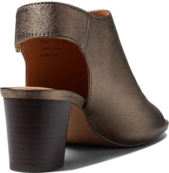 Johnston & Murphy Evelyn Open Toe Bootie Women's Shoes Bronze Metallic Sheepskin : 6 M, Synthetic - Image 4