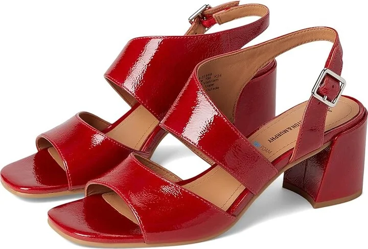 Johnston & Murphy Everly Asymmetrical Sandal Women's Sandals Red : 9 M, Leather/Rubber
