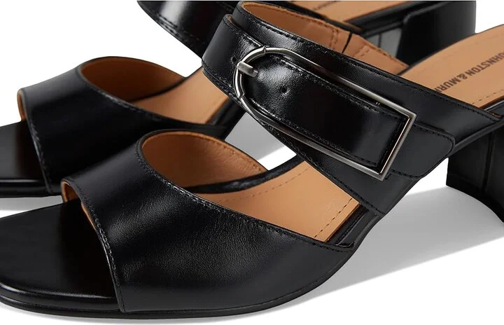 Johnston & Murphy Everly Buckle Slide Women's Sandals Black : 9 M, Leather - Image 7