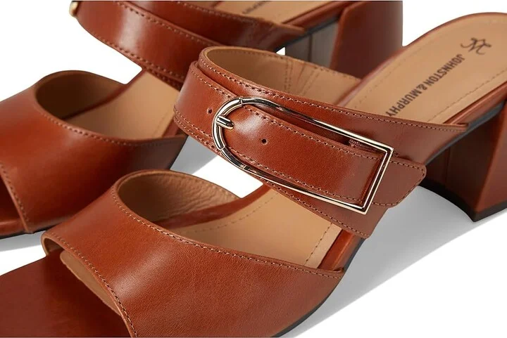Johnston & Murphy Everly Buckle Slide Women's Sandals Cognac : 7 M, Leather - Image 7