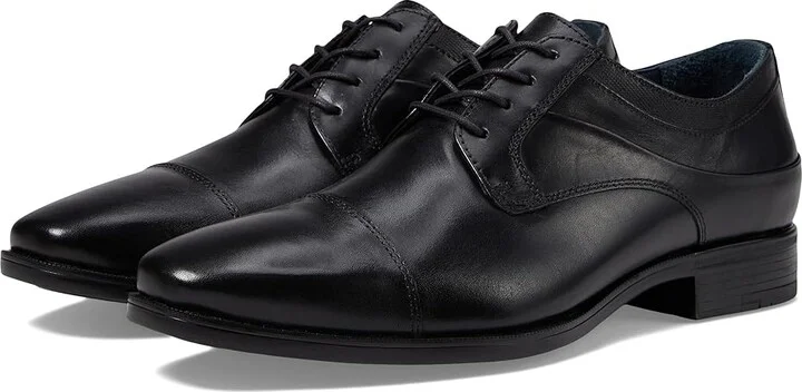 Johnston & Murphy Gibbons Cap Toe Men's Lace Up Wing Tip Shoes Black Full Grain : 8.5 M (D), Leather