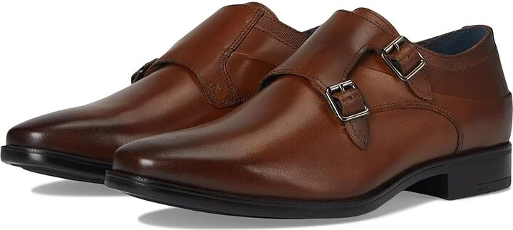 Johnston & Murphy Gibbons Double-Buckle Monk Men's Lace Up Wing Tip Shoes Brown Full Grain : 9.5 M (D), Leather