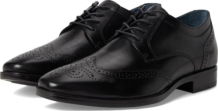 Johnston & Murphy Gibbons Wingtip Men's Lace Up Wing Tip Shoes Black Full Grain : 11.5 M (D), Leather