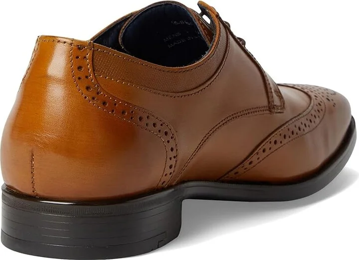Johnston & Murphy Gibbons Wingtip Men's Lace Up Wing Tip Shoes Tan Hand/Stained Full Grain : 13 M (D), Leather - Image 4