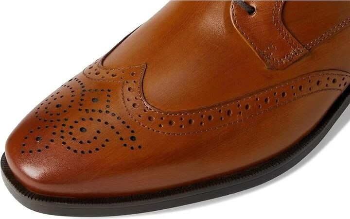 Johnston & Murphy Gibbons Wingtip Men's Lace Up Wing Tip Shoes Tan Hand/Stained Full Grain : 13 M (D), Leather - Image 7