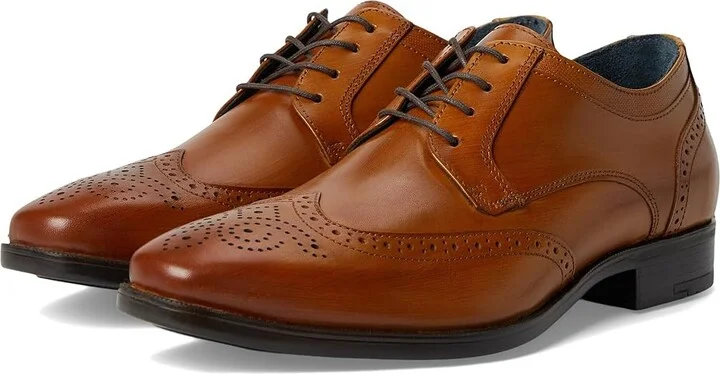 Johnston & Murphy Gibbons Wingtip Men's Lace Up Wing Tip Shoes Tan Hand/Stained Full Grain : 13 M (D), Leather