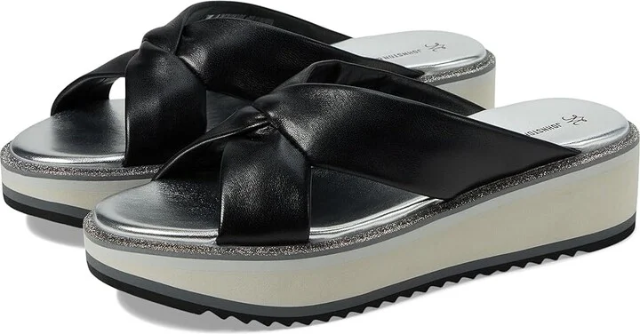 Johnston & Murphy Grace Cross Band Slide Women's Slippers Black : 9 M, Leather