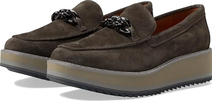 Johnston & Murphy Gracelyn Chain Loafer Women's Shoes Dark Gray Suede : 8 M