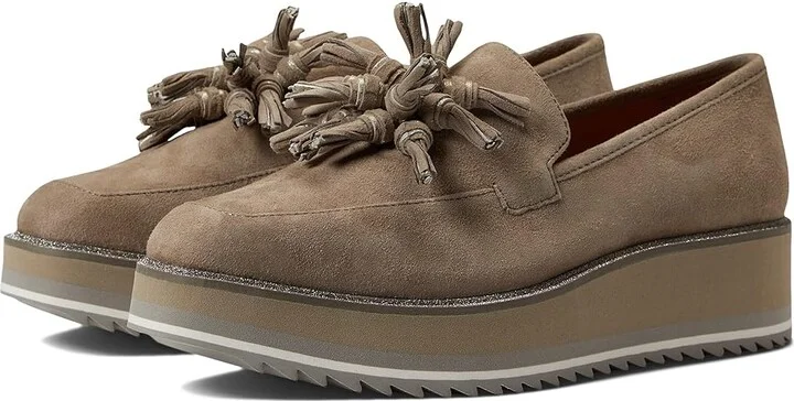 Johnston & Murphy Gracelyn Tassel Women's Shoes Taupe Suede : 6 M