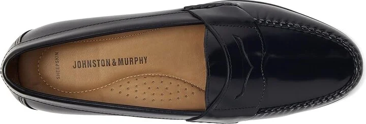 Johnston & Murphy Hayes Penny Loafer Men's Shoes Black : 8.5 W (EE), Leather - Image 3