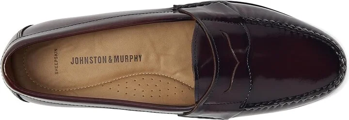 Johnston & Murphy Hayes Penny Loafer Men's Shoes Burgundy : 8.5 W (EE), Leather - Image 3