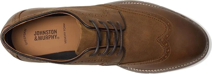 Johnston & Murphy Holden Embossed Wing Tip Men's Shoes Brown : 8.5 M (D), Leather - Image 2