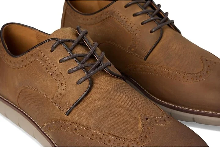 Johnston & Murphy Holden Embossed Wing Tip Men's Shoes Brown : 8.5 M (D), Leather - Image 7