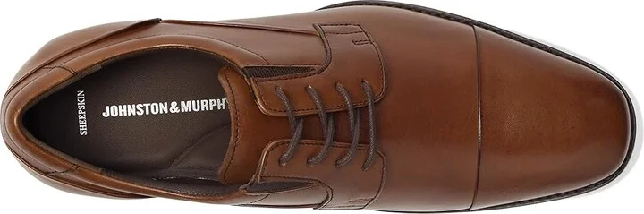Johnston & Murphy Lancaster Dress Cap Toe Oxford Men's Lace Up Cap Toe Shoes Tan Full Grain : 7 M (D), Full Grain leather - Image 3