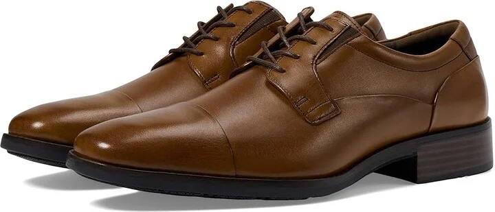 Johnston & Murphy Lancaster Dress Cap Toe Oxford Men's Lace Up Cap Toe Shoes Tan Full Grain : 7 M (D), Full Grain leather