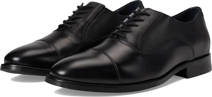 Johnston & Murphy Landry Embossed Cap Toe Men's Lace Up Wing Tip Shoes Black Full Grain : 8.5 M (D), Leather
