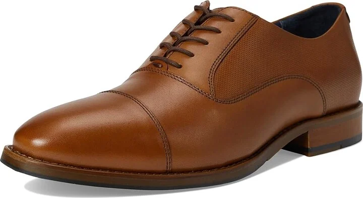 Johnston & Murphy Landry Embossed Cap Toe Men's Lace Up Wing Tip Shoes Tan Full Grain : 11 M (D), Leather - Image 5