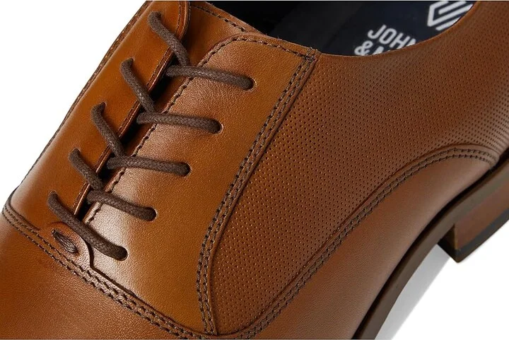 Johnston & Murphy Landry Embossed Cap Toe Men's Lace Up Wing Tip Shoes Tan Full Grain : 11 M (D), Leather - Image 7