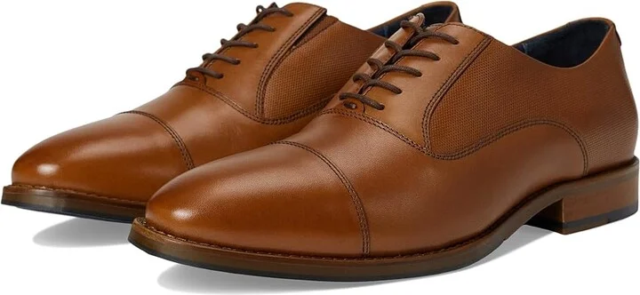 Johnston & Murphy Landry Embossed Cap Toe Men's Lace Up Wing Tip Shoes Tan Full Grain : 11 M (D), Leather