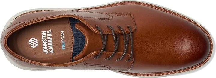 Johnston & Murphy Larkin Plain Toe Men's Shoes Tan Italian Calfskin : 8.5 M (D), Leather - Image 2