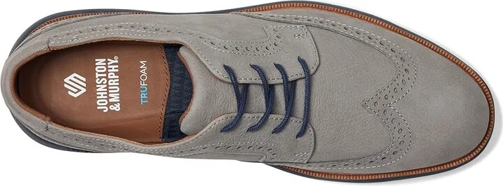Johnston & Murphy Larkin Wingtip Men's Shoes Gray Nubuck : 13 M (D), Leather - Image 2