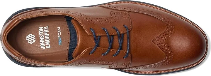 Johnston & Murphy Larkin Wingtip Men's Shoes Tan Italian Calfskin : 8 M (D), Leather - Image 2