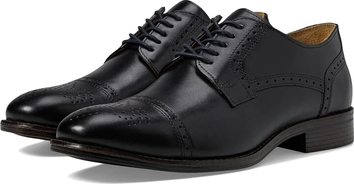 Johnston & Murphy Lewis Cap Toe Men's Shoes Black Full Grain Leather : 8.5 M (D)