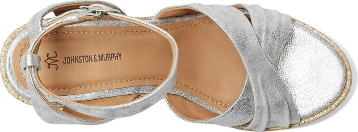 Johnston & Murphy Marcia Cross-Band Sandal Women's Sandals Silver Metallic : 8 M, Leather - Image 2