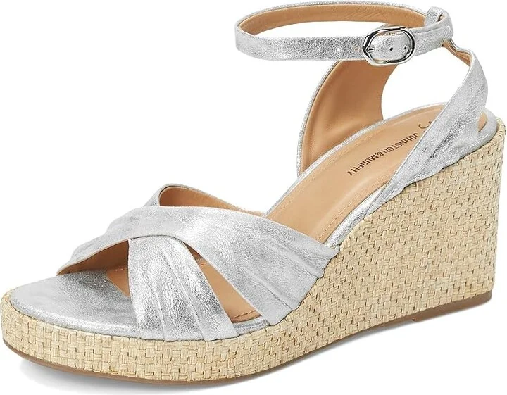 Johnston & Murphy Marcia Cross-Band Sandal Women's Sandals Silver Metallic : 8 M, Leather - Image 5